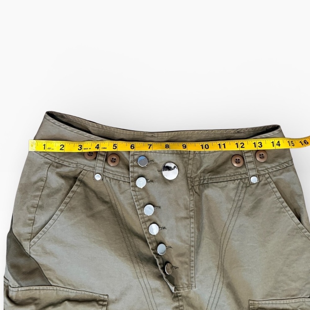 Balkan Womens Olive Green Asymmetrical Button Fly Cargo Utility Pants Size‎ M - Picture 8 of 11